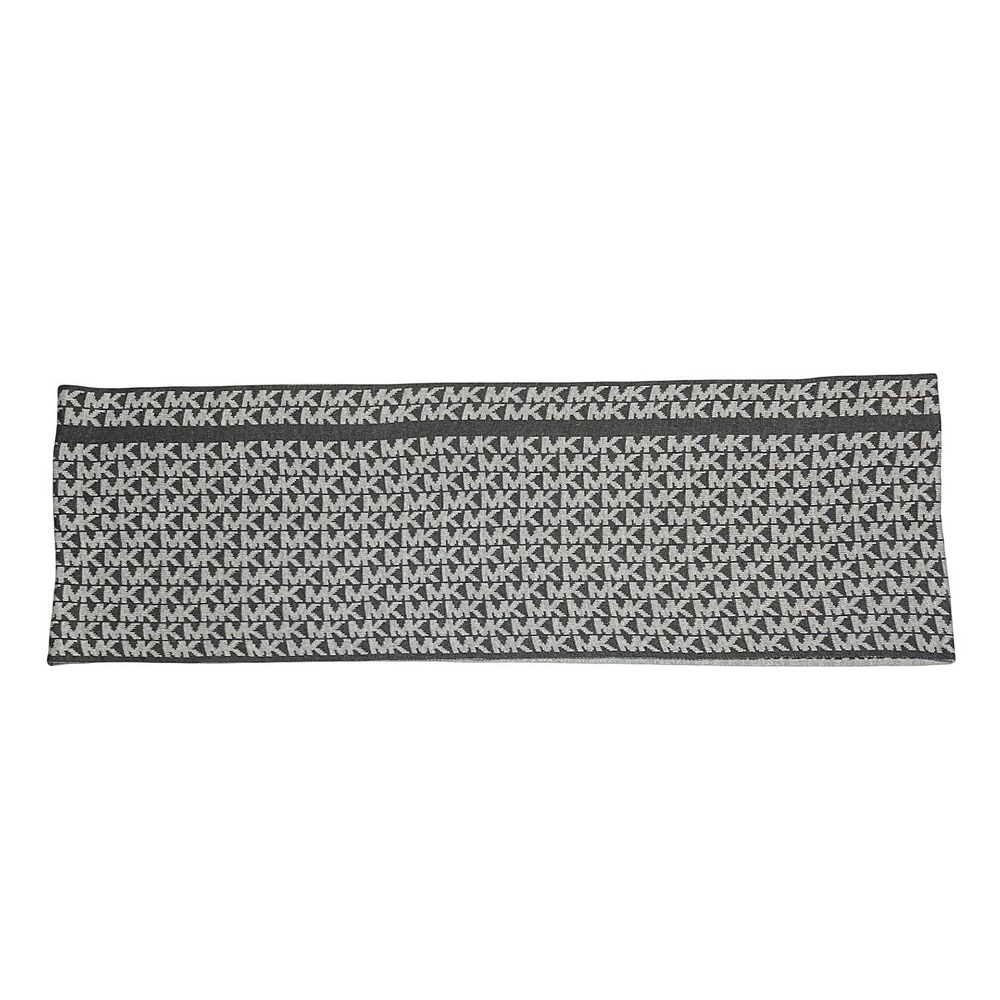 Michael Kors MK Logo‎ Scarf Black Grey Monogram Knit Winter Designer Accessory
